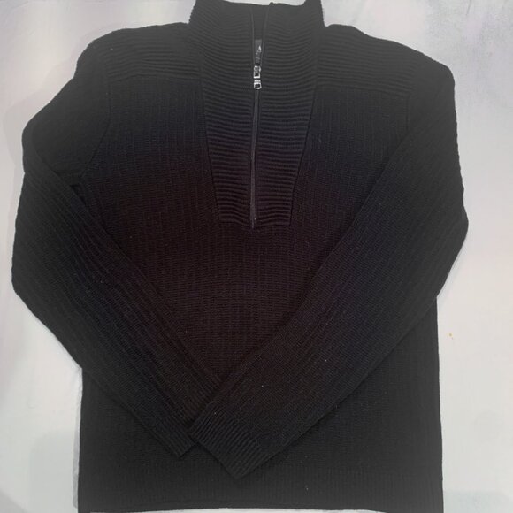 Armani Exchange 1/4 zip Knit Sweater 100% Cotton Men's Large Black Quarterzip - Picture 4 of 11